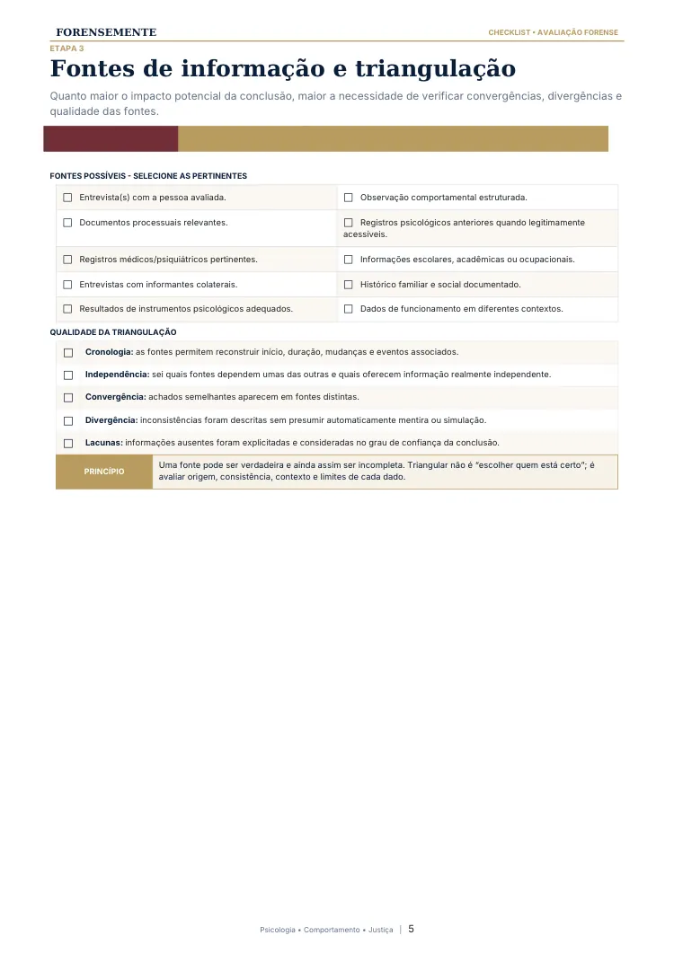 Outra página interna real do checklist